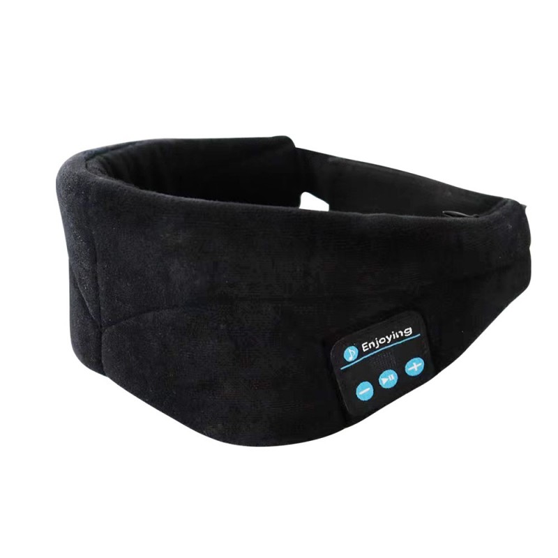 Maschera per gli occhi Bluetooth con etichetta laterale in trama di cotone nero