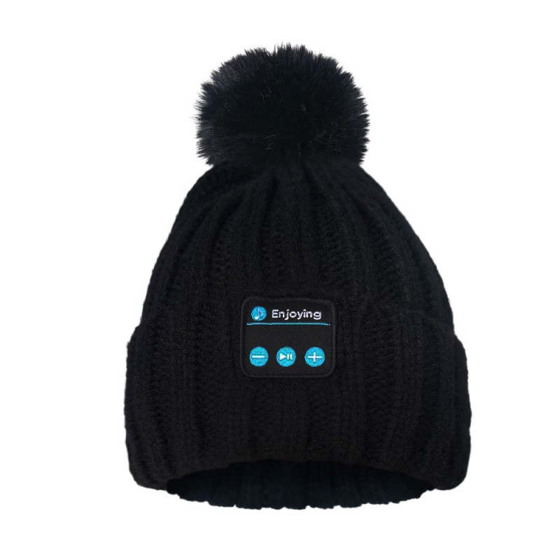 Cuffie bluetooth beanie cappello nere con palla