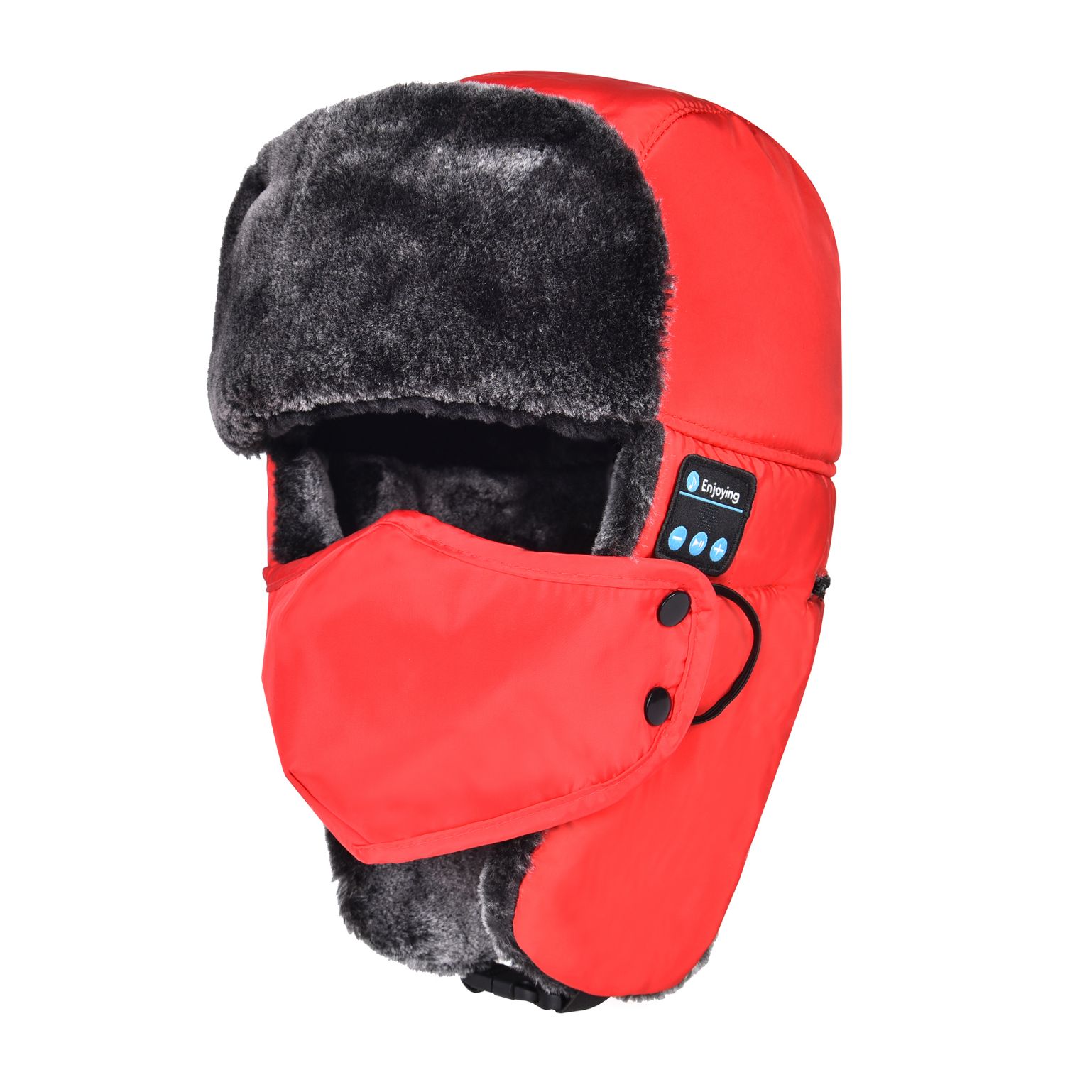 Cappello da cacciatore Bluetooth rosso con maschera per paraorecchie